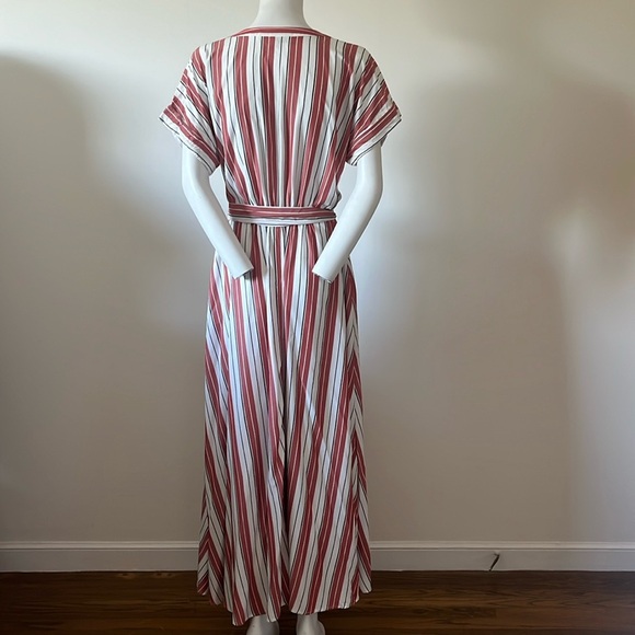 Loft Striped Linen Maxi Dress Size 10 - Picture 5 of 11